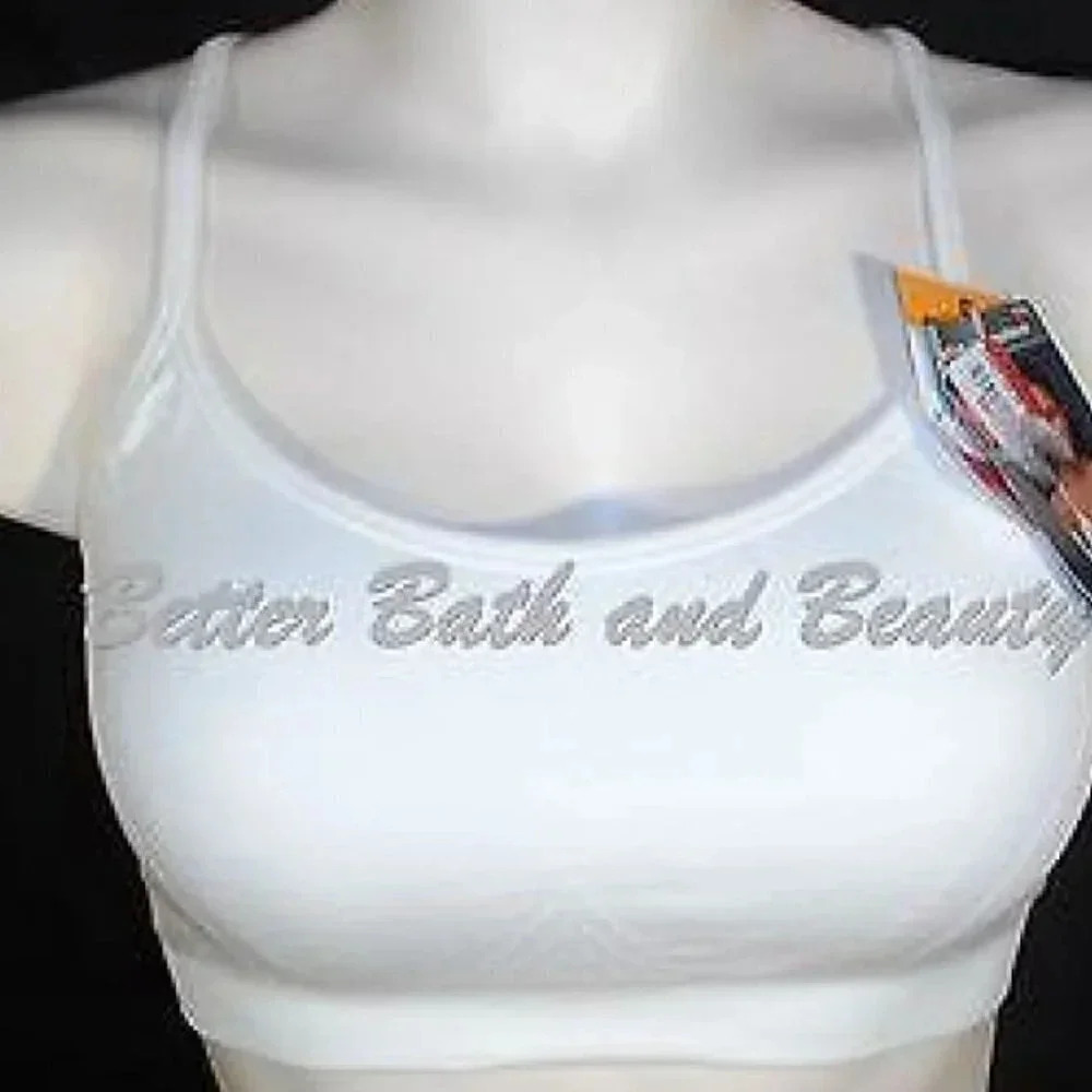 SMALL Hanes HC68 Active Cami Pullover‎ WireFree Bra White  NEW WITH TAGS